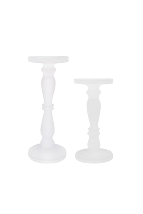 Frosted Glass Candle Pedestal Clear