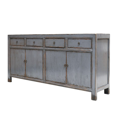 Oriental Painted 4 Door Sideboard Vintage Grey