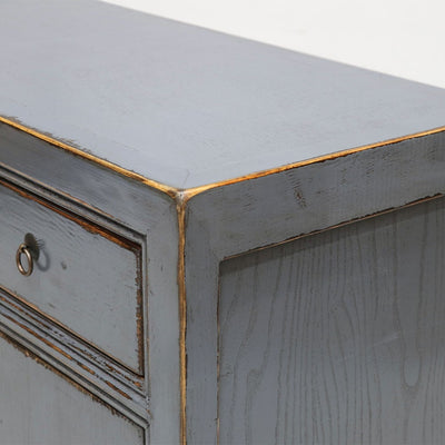 Oriental Painted 4 Door Sideboard Vintage Grey