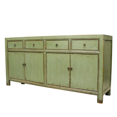 Oriental Painted 4 Door Sideboard Vintage Green