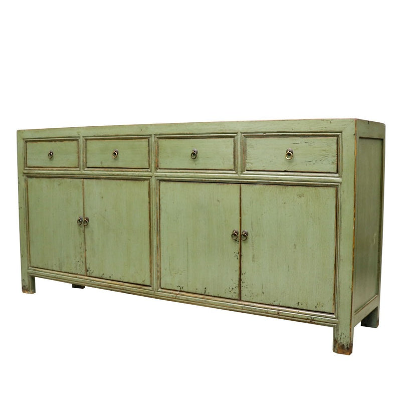 Oriental Painted 4 Door Sideboard Vintage Green