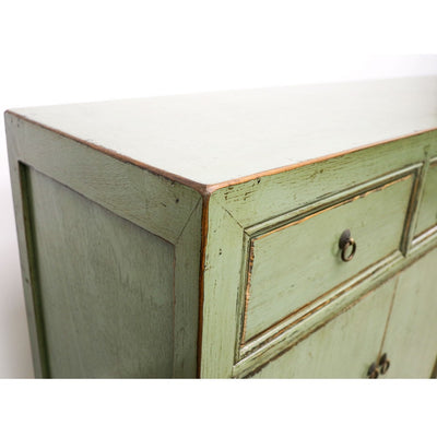 Oriental Painted 4 Door Sideboard Vintage Green
