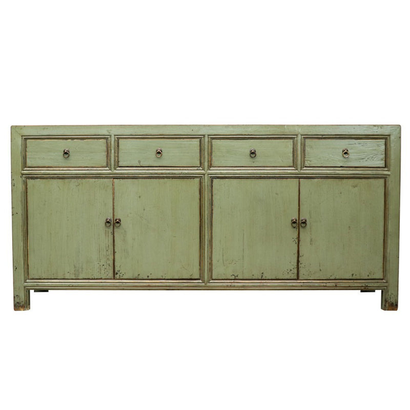 Oriental Painted 4 Door Sideboard Vintage Green