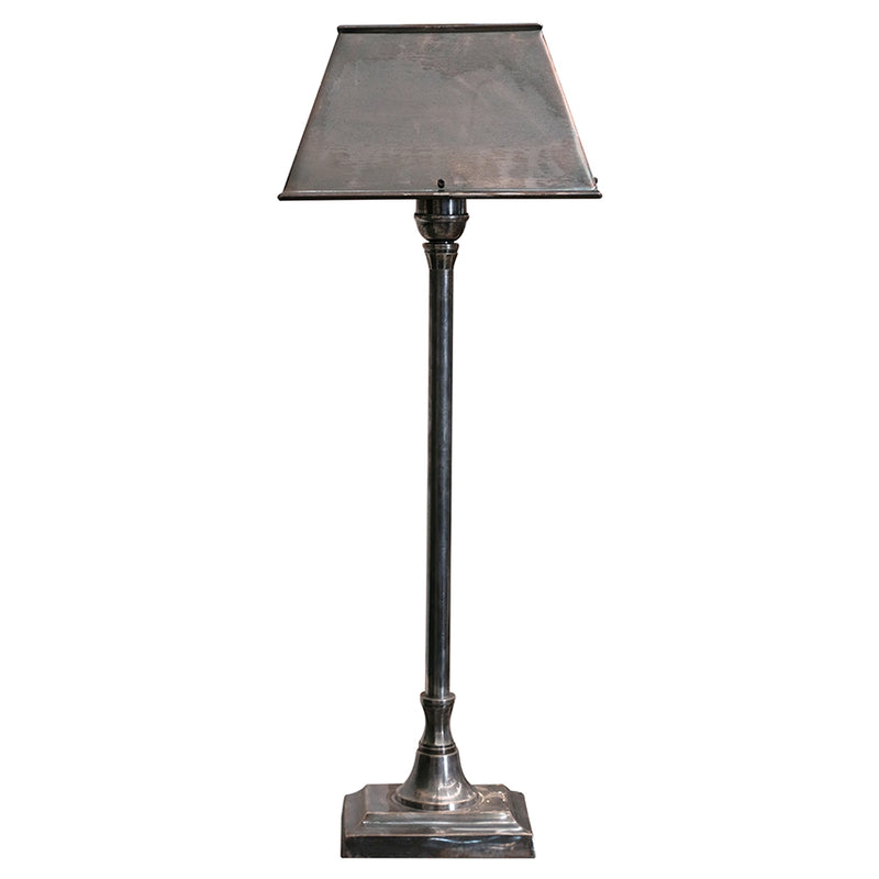 Brushed Pewter Rectangular Base Table Lamp & Shade