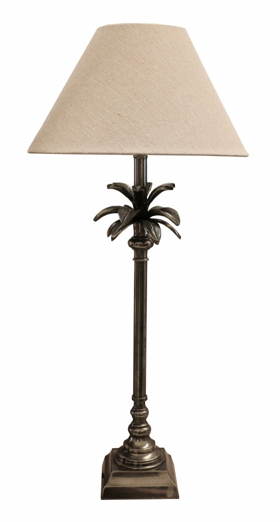 Carribean Sq Palm Dark Nickel Lamp & Shade