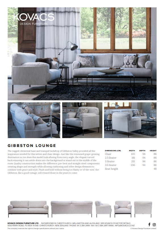 Gibbston FRAME range + fabric