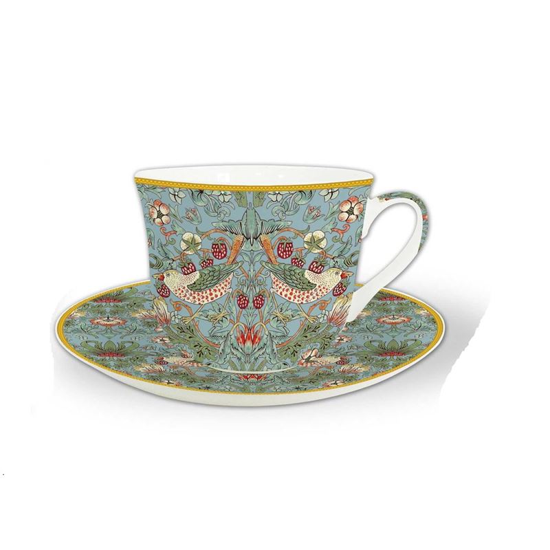 Breakfast Cup & Saucer Strawberry Thief Aqua