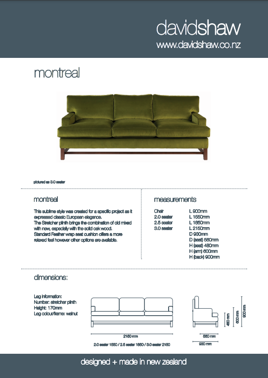 Montreal 3 Seater FRAME price +12.5m fabric