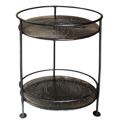 Iron 2 Tiered Round Side Table