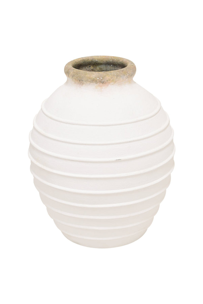 Tuscan Ridged Pot White