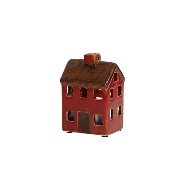 Petite Chalet Tea Light House Brown Red