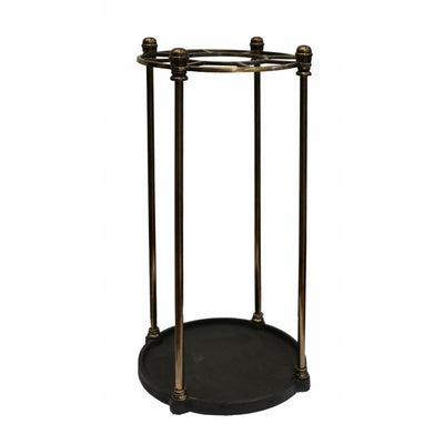 Umbrella Stand in Antique Brass and Black Finish