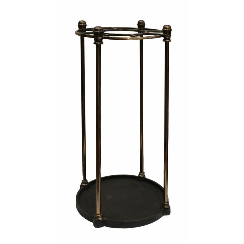Umbrella Stand in Antique Brass and Black Finish