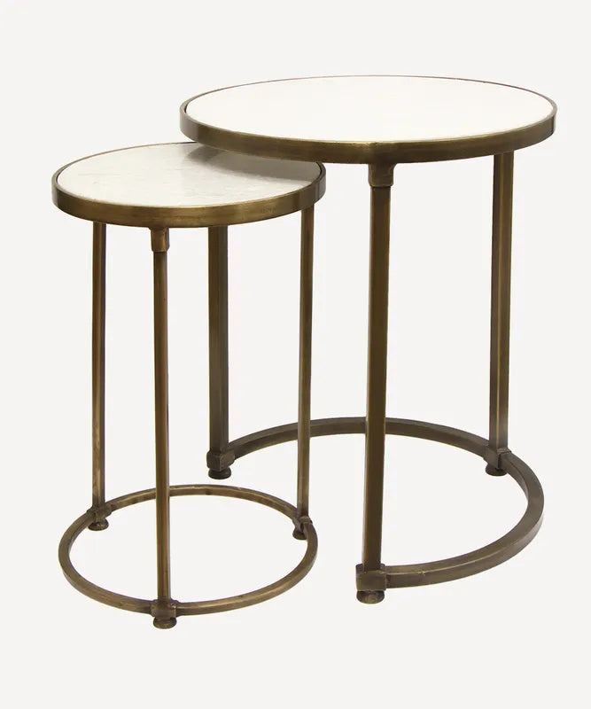 Round Gold & Marble Nesting Tables (set)